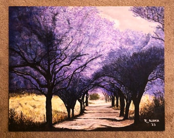 Original Art. Jacaranda Trees Giclee' Photo Prints. 20"x16" or 10"x8".