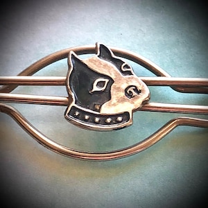 Tie Clip. Vintage Boston Terrier Silver Toned Tie Bar.