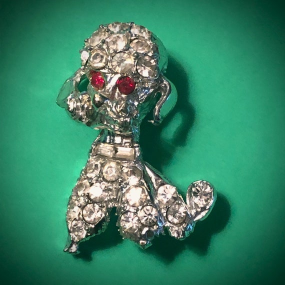 Silver Poodle Pin/Brooch. Vintage Costume Jewelry. - image 3