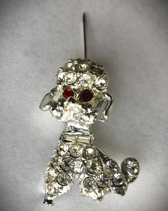 Silver Poodle Pin/Brooch. Vintage Costume Jewelry. - image 4