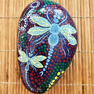 Painted Rock. Hand Painted Dragonflies.