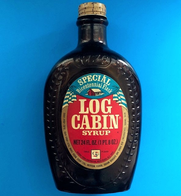 Vintage Log Cabin Syrup Glass Bottle Large Size 10 tall (no label)
