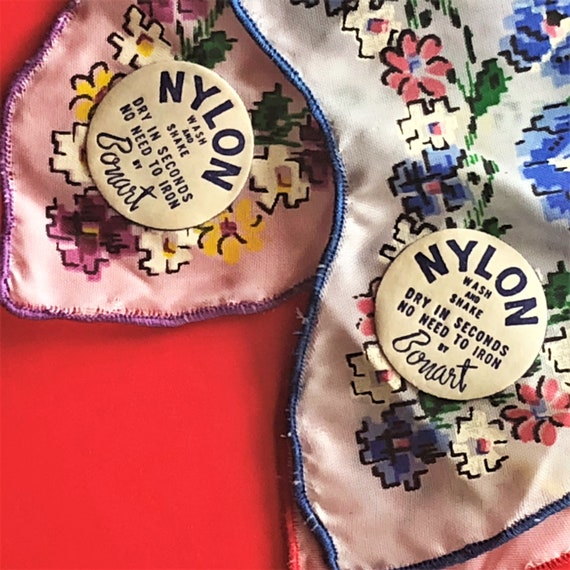 Vintage Handkerchiefs. 4-Nylon Hankies By Bonart. - image 10