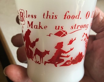 Taza de café. Taza Anchor Hocking de 8 oz. con oración para bendecir esta comida.