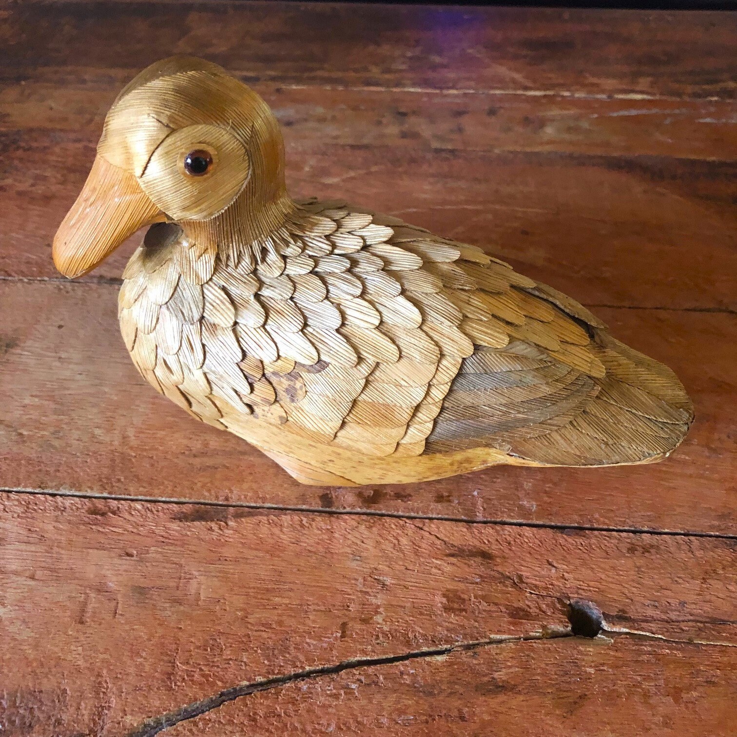 Ancienne figurine de canard colvert en porcelaine, signée Peyro Valencia - Collection