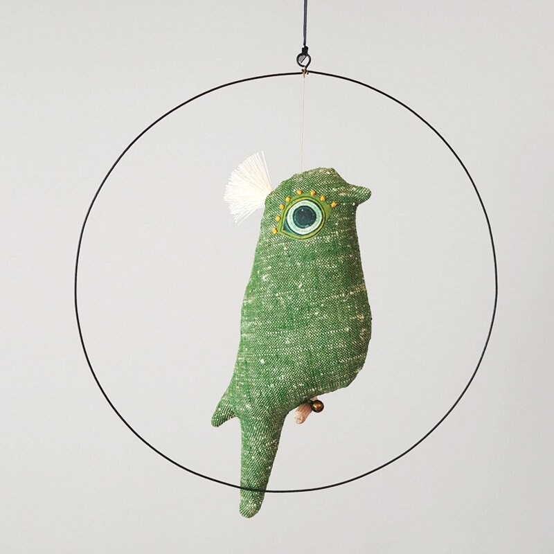 Suspension Oiseau Vert Chiné - Oeil Objet de Décoration