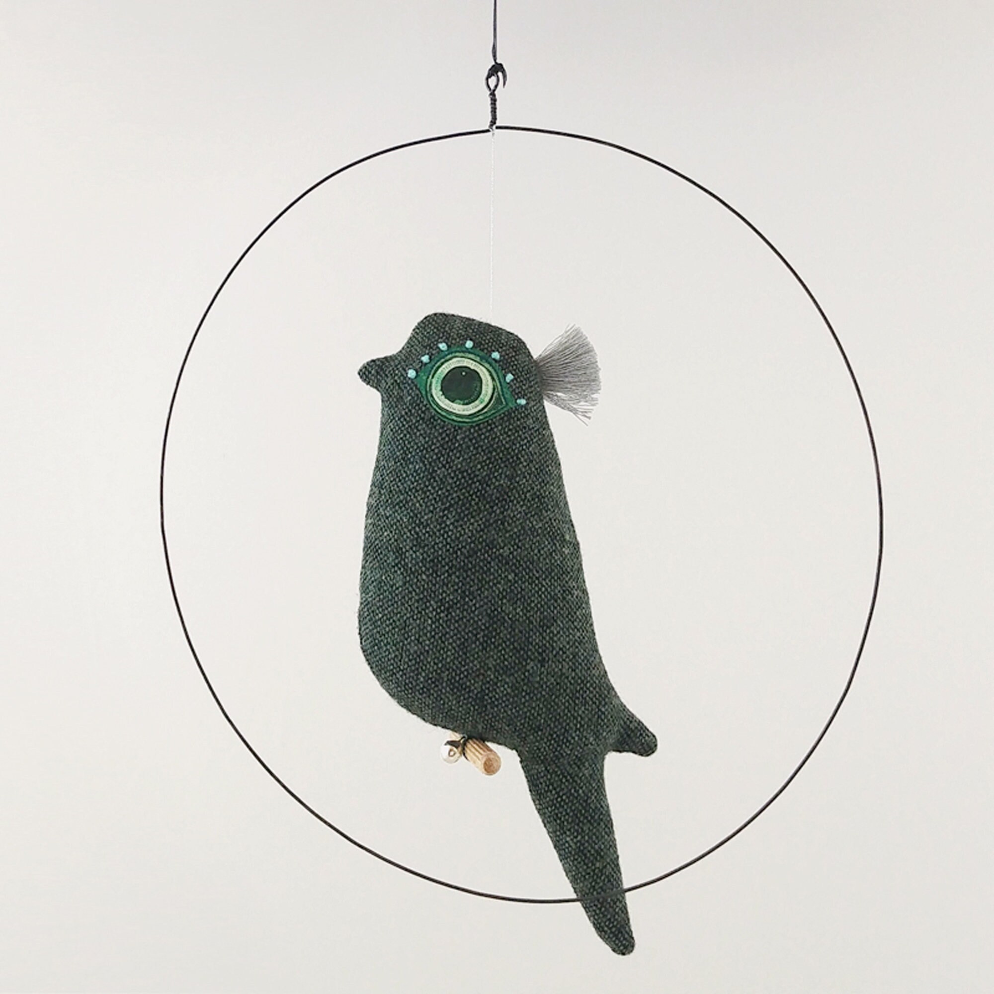 Suspension Oiseau Vert Chiné- Oeil - Objet de Décoration
