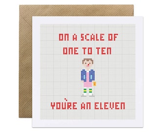 Stranger Things Valentines Card - Eleven, Romantic, Netflix, Birthday Card, Geeky, 8 bit, pixel