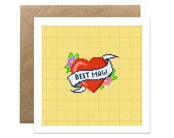 Best Maw Mothers Day Birthday card - Scottish Mum, Maw, Scotland, Mum card, Tattoo mum, Birthday card