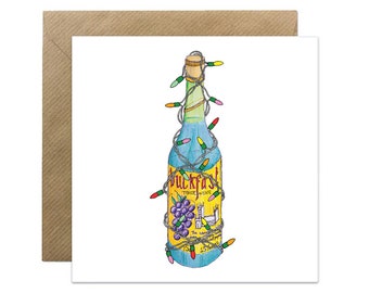 Merry Buckin Christmas Card - Buckfast Illustration Scottish Christmas Card