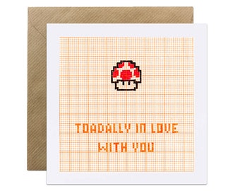 Toadally In Love With You - Nintendo Card - Valentines Love Husband Wife Girlfriend Boyfriend Geeky