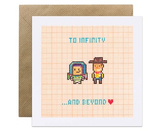 To Infinity & Beyond - Toy Story Valentines Card, Valentines, Engagement, Wedding, Congratulations, Buzz Lightyear, Woody