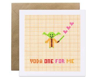 Yoda One For Me - Star Wars Card - Valentines, Engagement, Wedding, Romance, Love Geeky Card