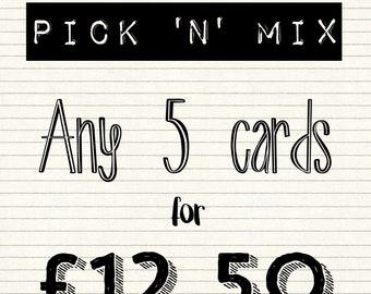 Pick & Mix Any 5 Cards - Valentines Birthday Christmas cards Scottish 8 bit pixel cute funny card