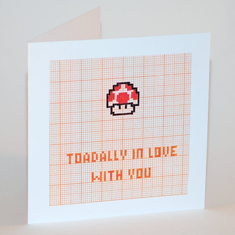 Toadally In Love With You Nintendo Card Valentines Love Husband Wife Girlfriend Boyfriend Geeky image 3