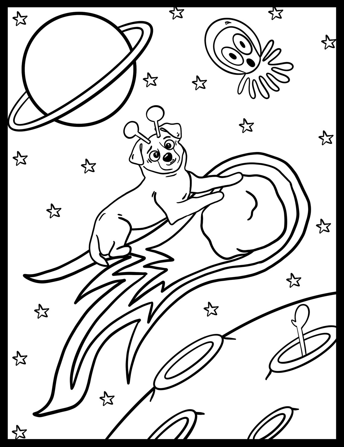 30 Dogs in Space Printable Coloring Book Dog Lovers Kids Activity PDF ...