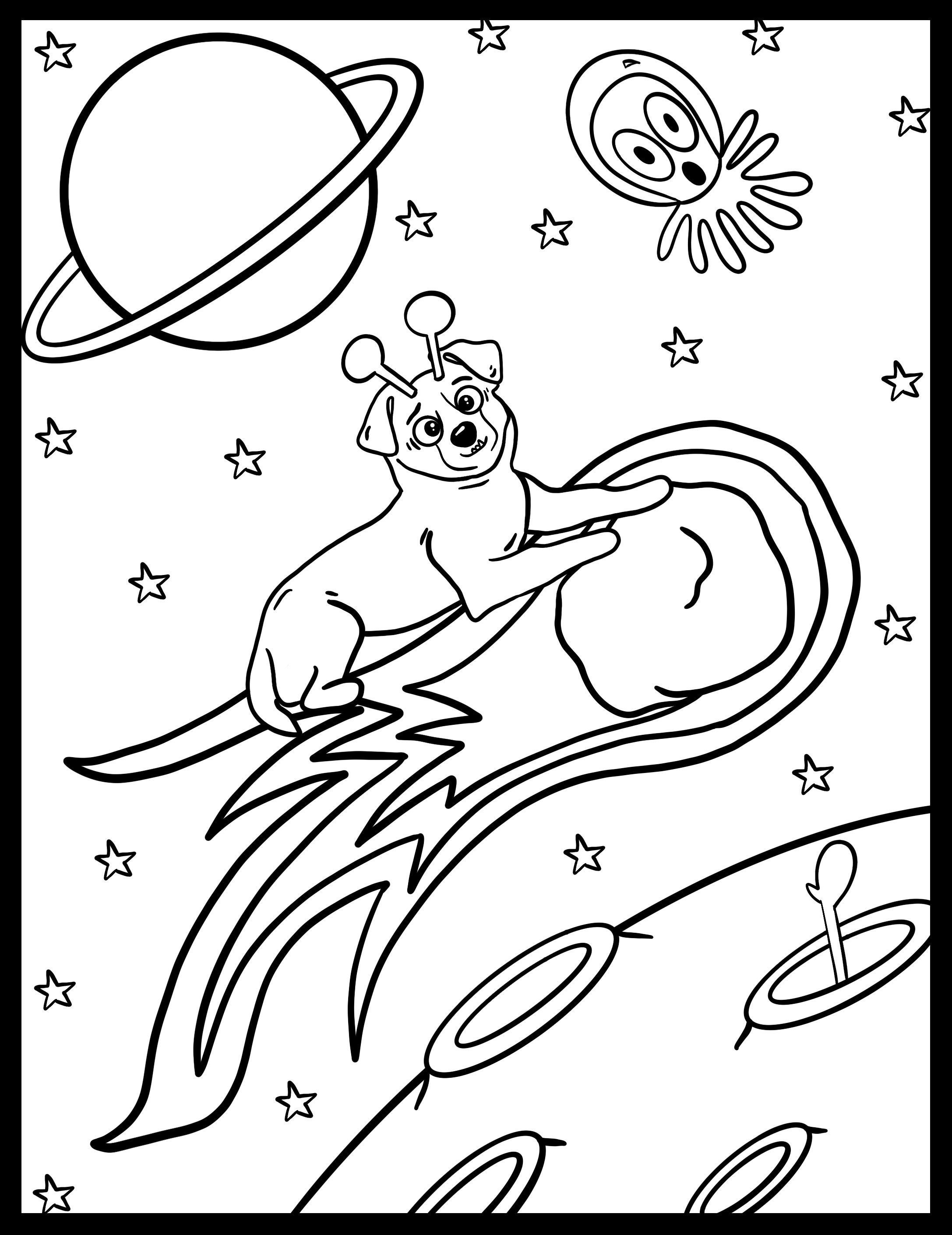 30 Dogs in Space Printable Coloring Book Dog Lovers Kids Activity PDF