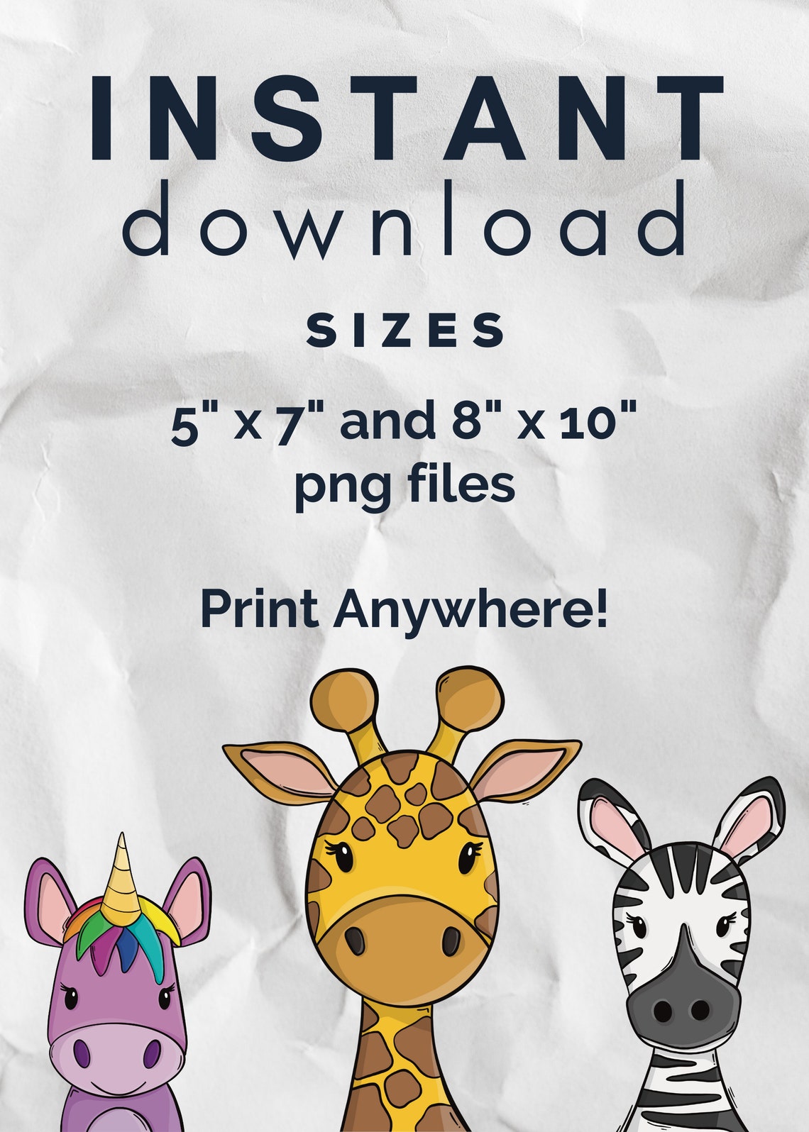 Set of 3 PRINTABLE Animal Art for Kids Rooms Giraffe - Etsy