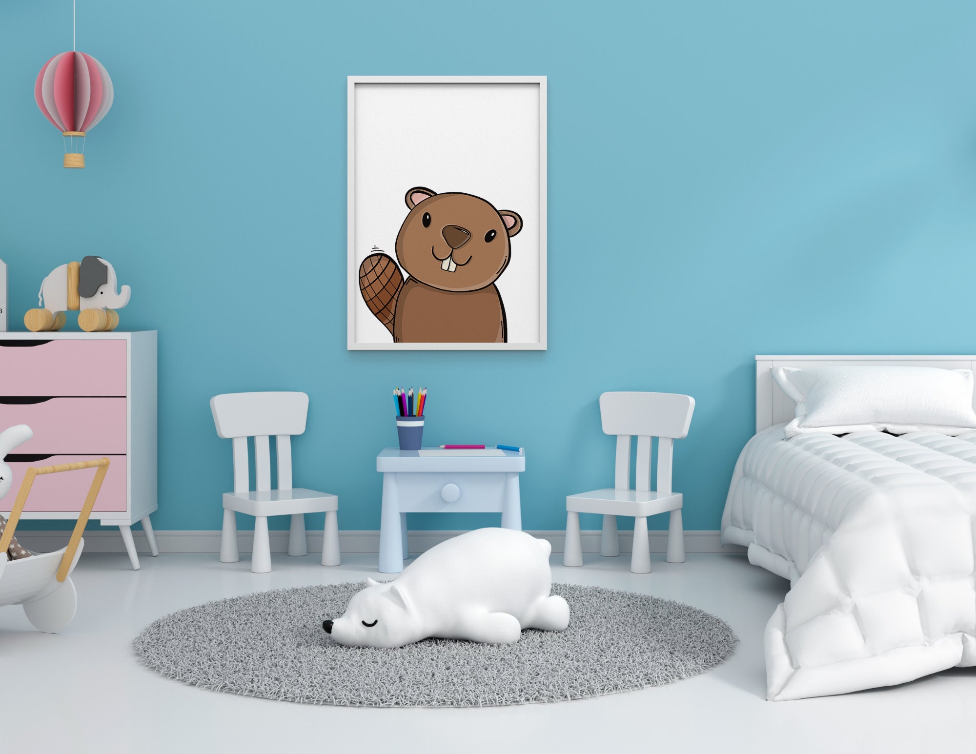 Set of 6 PRINTABLE Animal Art for Kids Rooms Bee Dog - Etsy