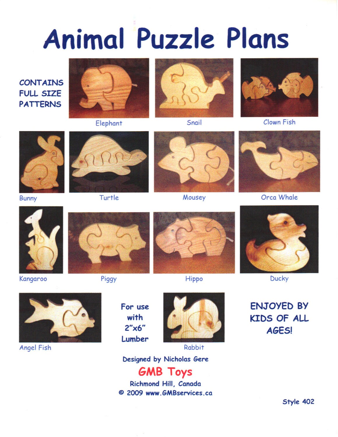 Woodworking Plans for Scrollsaw & Bandsaw Puzzle Toys for Etsy