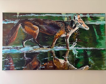 Coyote Reflections Original Acrylic Painting