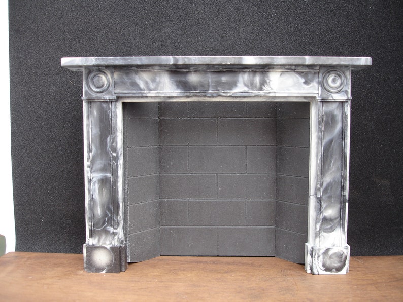 Fireplace Dolls House Miniature Resin Geogian Fire Surround Black