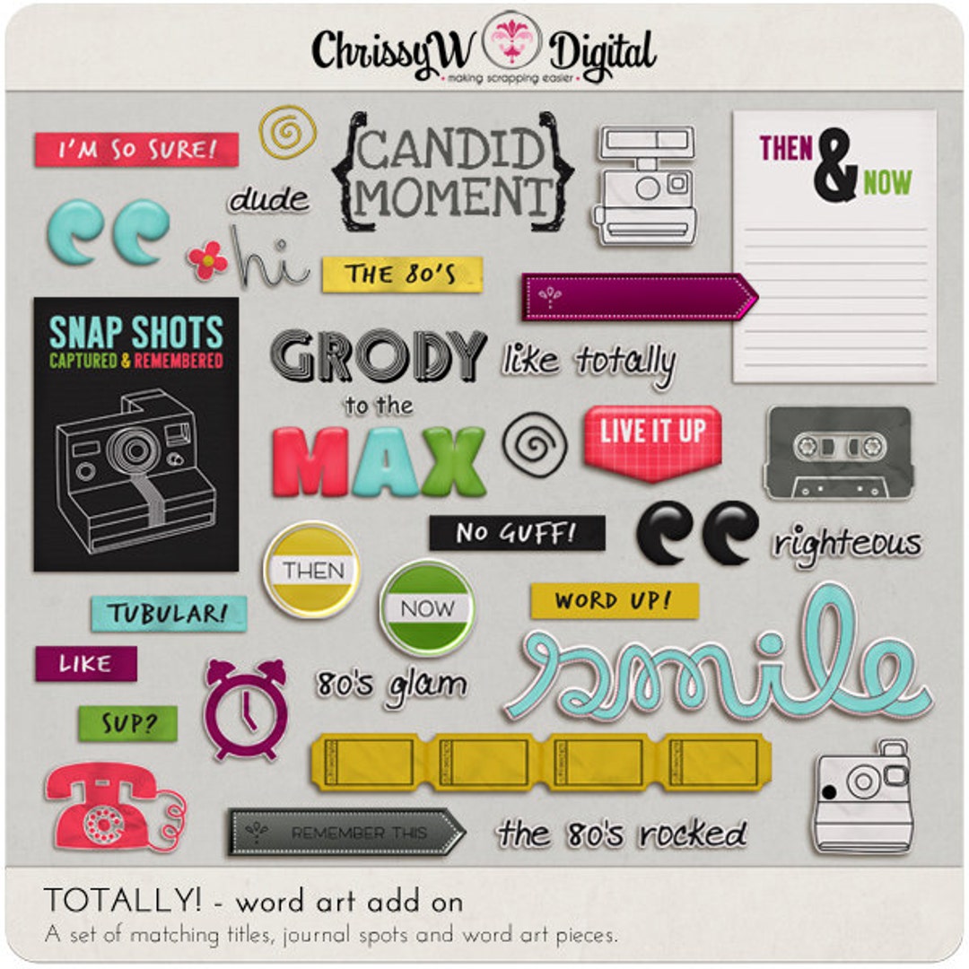 Totally 80s Word Art & Titles for Digital Scrapbooking - Etsy Canada