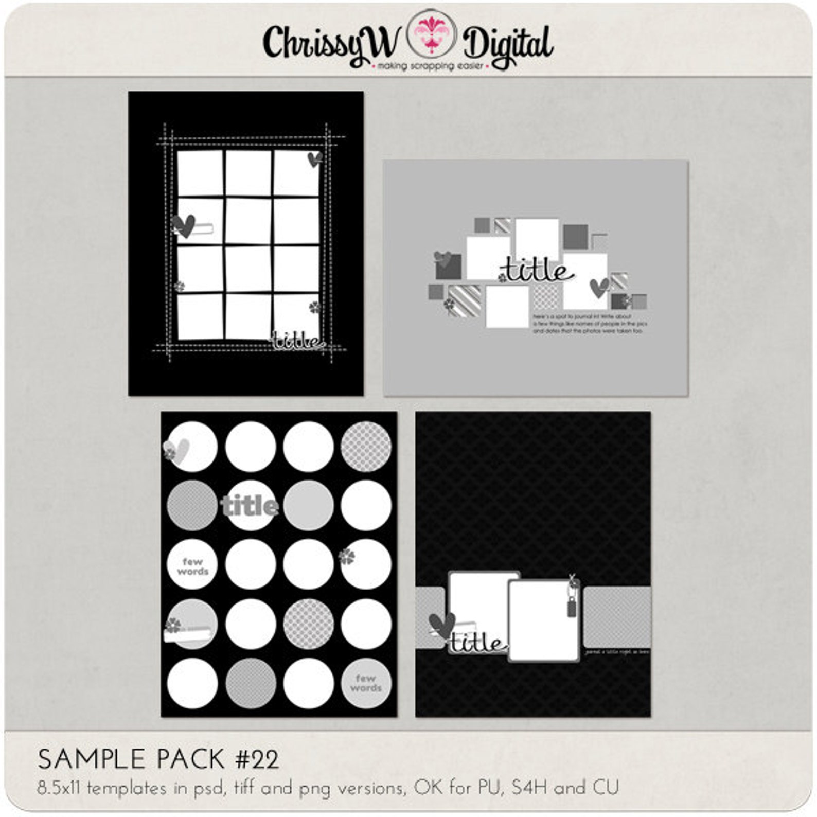 Sample Pack 22 8.5x11 Digital Scrapbooking Templates - Etsy