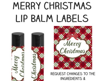 Merry Christmas Lip Balm Labels | Christmas DiamondPlaid Design | Lip Balm labels for your homemade Christmas gifts