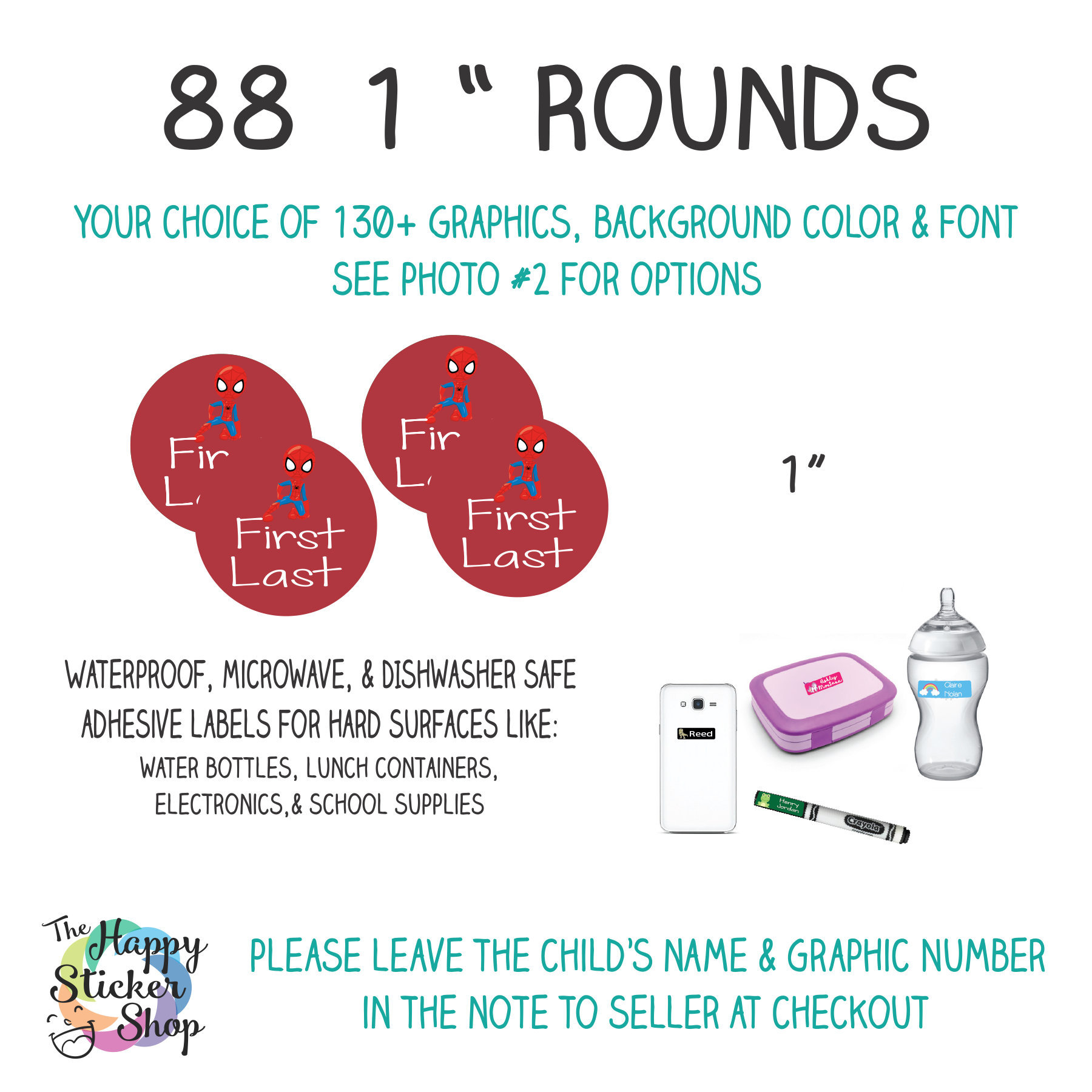 88 1 Rounds Kid S Name Label Stickers Children Etsy