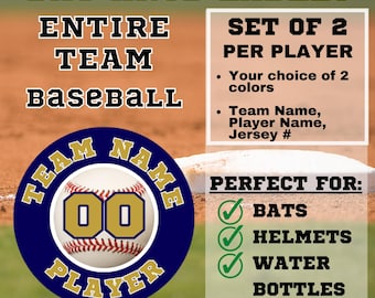 Personalized Baseball Bat Knob Labels | Team Decals (Set of 2)
