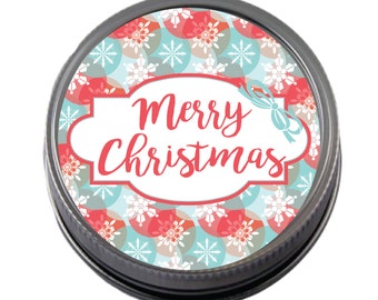 Merry Christmas Snowflake Canning Lids labels for favor, regular, or wide mouth lids