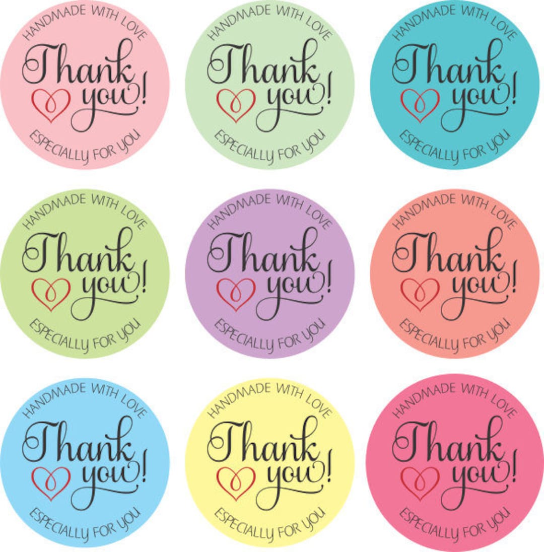 Handmade With Love Thank You Stickers Especially for You Color 1 5 Handmade With Love Thank You Stickers Especially for You Color 1 5