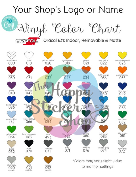 Oracal Vinyl Color Chart