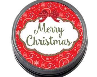 Merry Christmas Swirls Canning Lids labels for favor, regular, or wide mouth lids