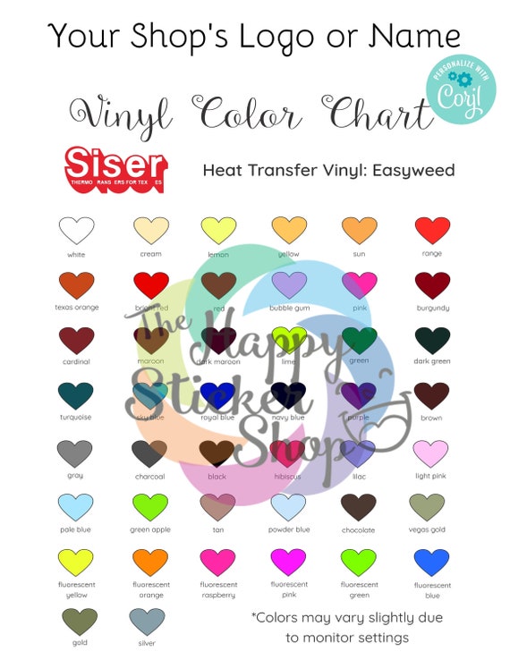 Siser Color Chart 2018