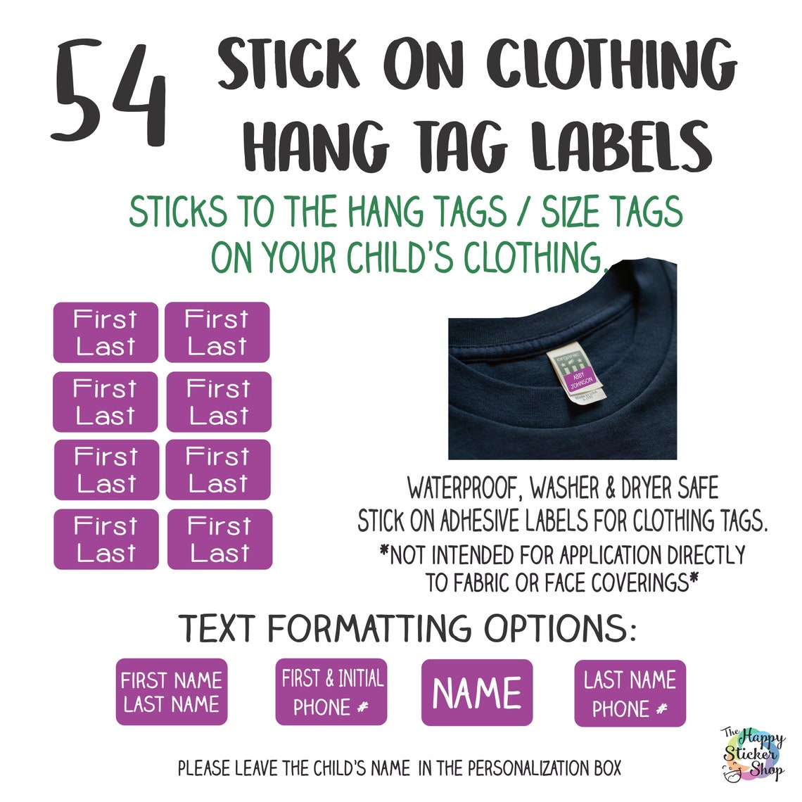 54 Super Mini Clothing Tag Stick Ons Kid's Name | Etsy