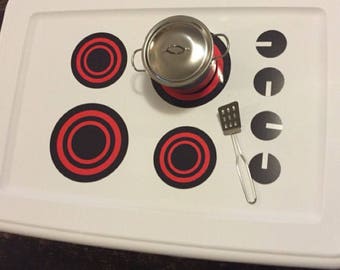 Play Kitchen Stove Top Vinyl Decal for Tote - Pretend Play