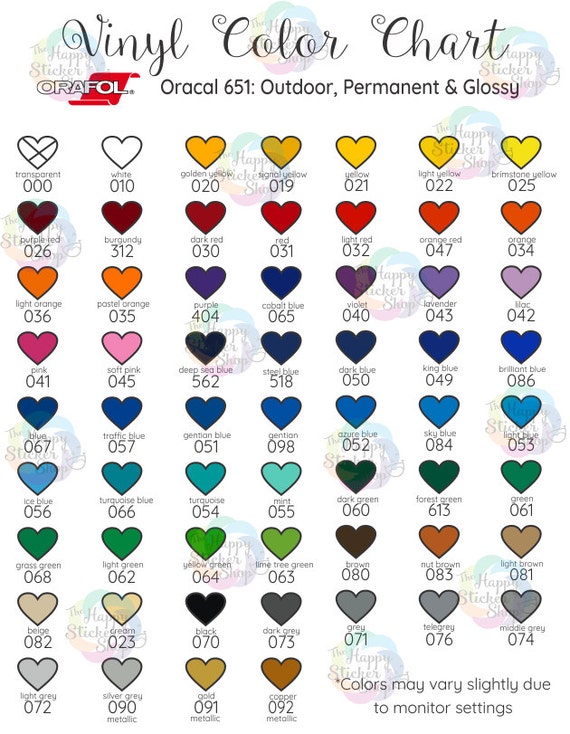 Oracal 651 Color Chart Pdf