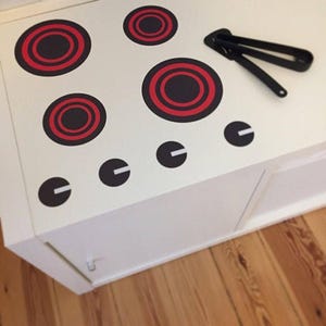 Play Kitchen Vinyl Decal Set, Fun Stove Top Stickers for Totes