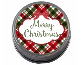 Merry Christmas Canning Label | Red and Green Plaid Design | Labels for your homemade Christmas gifts