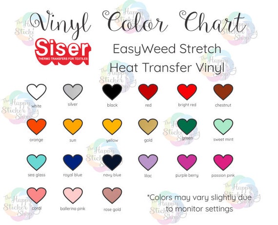 Siser Easyweed Heat Transfer Vinyl Color Chart