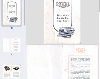 Royal Portable Owner's Manual -  Manual for a Royal P - 1920 Royal P - First Version Typewriter Instructions - Digital Download Manual