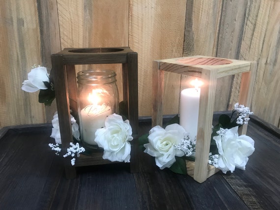 Rustic Wood Lantern Centerpieces Weddings Anniversaries Etsy