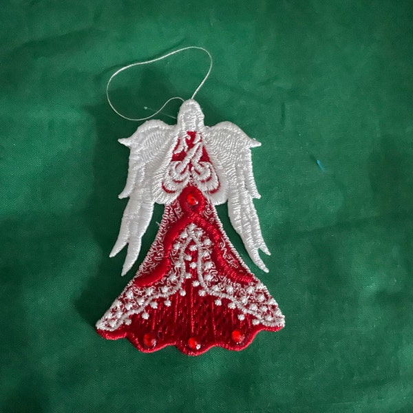 Ribbons and Lace Angel Embroidered Free Standing Lace  ornament