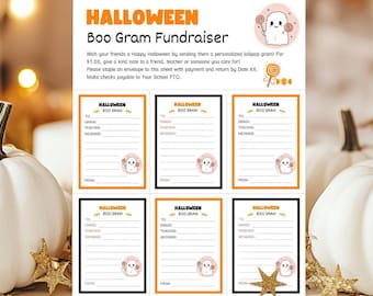 Boo Grams for School Fundraiser, Editable Halloween Flyers, Printable Candy Gram Templates for Kids