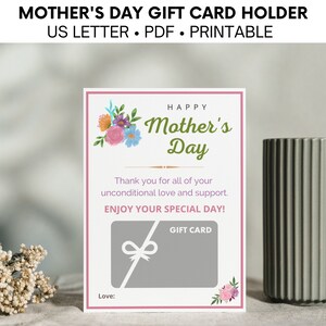 Regalo para mamá, Descarga instantánea, Titulares de tarjetas de regalo del Día de las Madres, Tarjeta de regalo de agradecimiento, Regalo de mamá, Tarjeta del Día de la Madre, Descarga digital