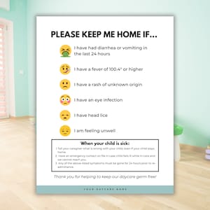 Daycare Sick Policy, Daycare Business, Childcare Policies, Inhome Daycare, Sick Child Policy, Child Illness Policy, Starting a Daycare
