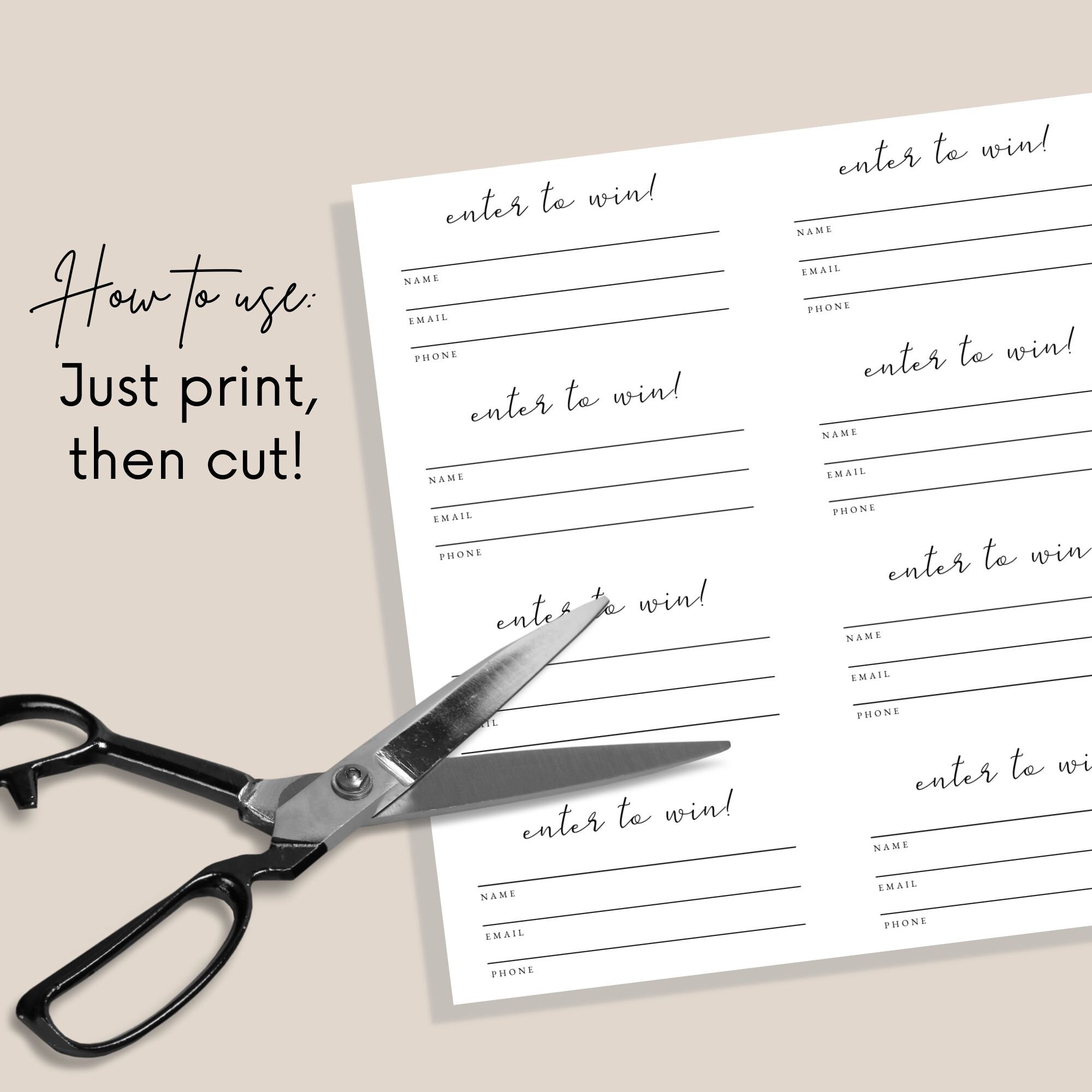 Simple Raffle Ticket, Diy Raffle Card, Instant Access, Enter to Win ...