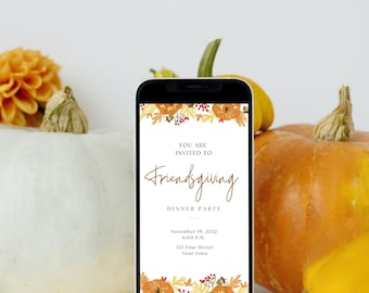 Digital Download, Thanksgiving Invite, Friendsgiving Card, Digital Friendsgiving Invitation, Friendsgiving Invitation Template